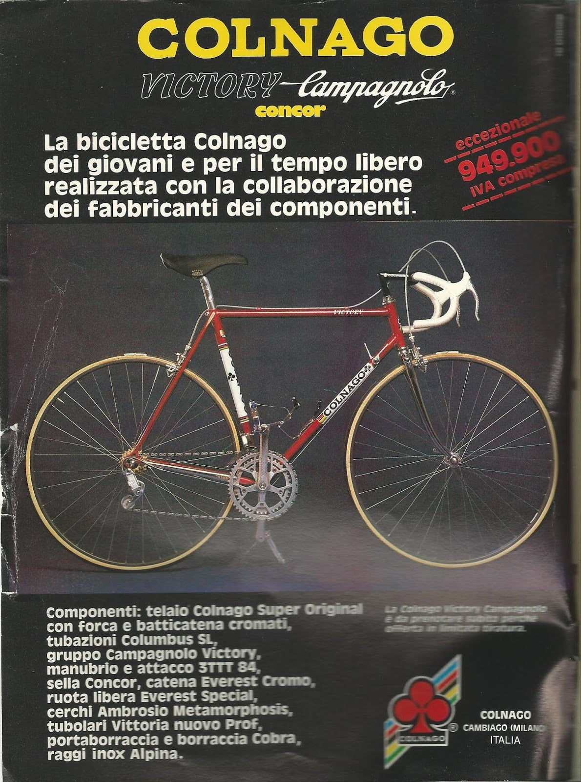 Colnago Victory 58cm Columbus SL Saronni Red Campagnolo